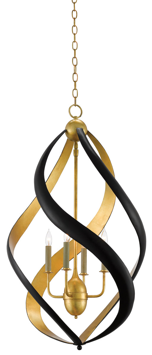 Trephine 4-Light Chandelier in Contemporary Gold Leaf & Satin Black - Lamps Expo