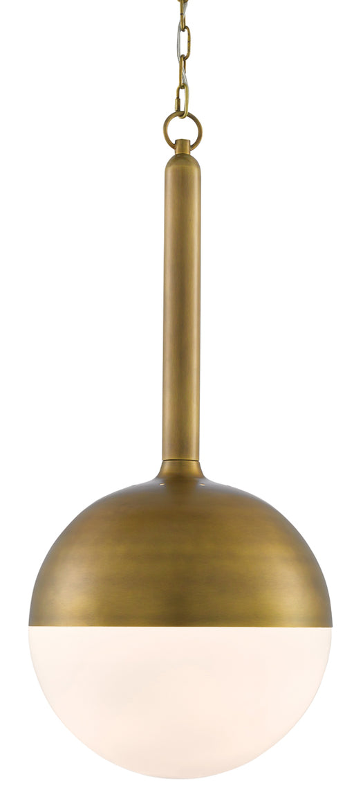Moonward 1-Light Pendant in Antique Brass & Opaque White - Lamps Expo