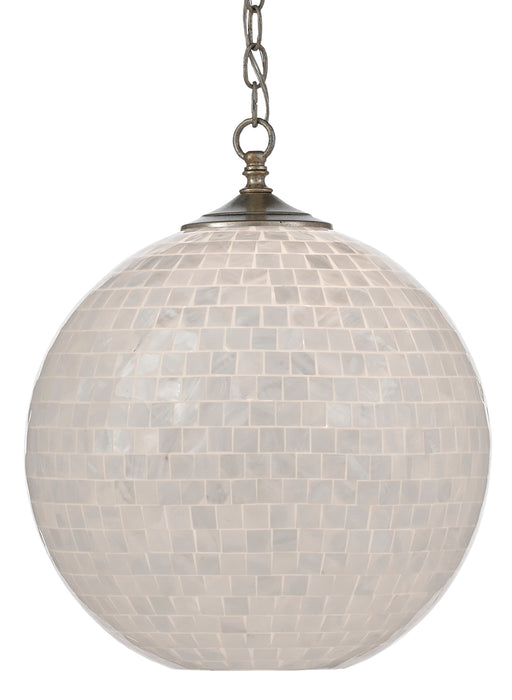 Finhorn 1-Light Pendant in Pearl & Antique Silver Leaf - Lamps Expo