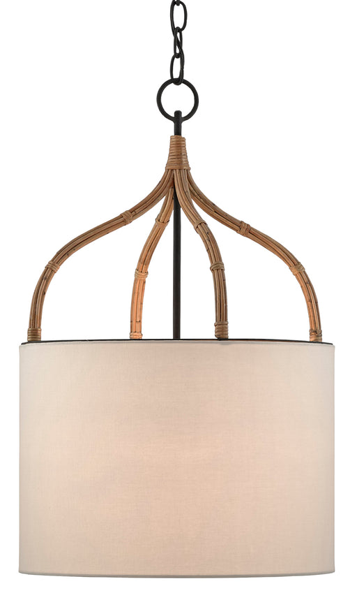 Dunning 1-Light Pendant in Blacksmith & Natural with Off-White Eggshell Shade - Lamps Expo