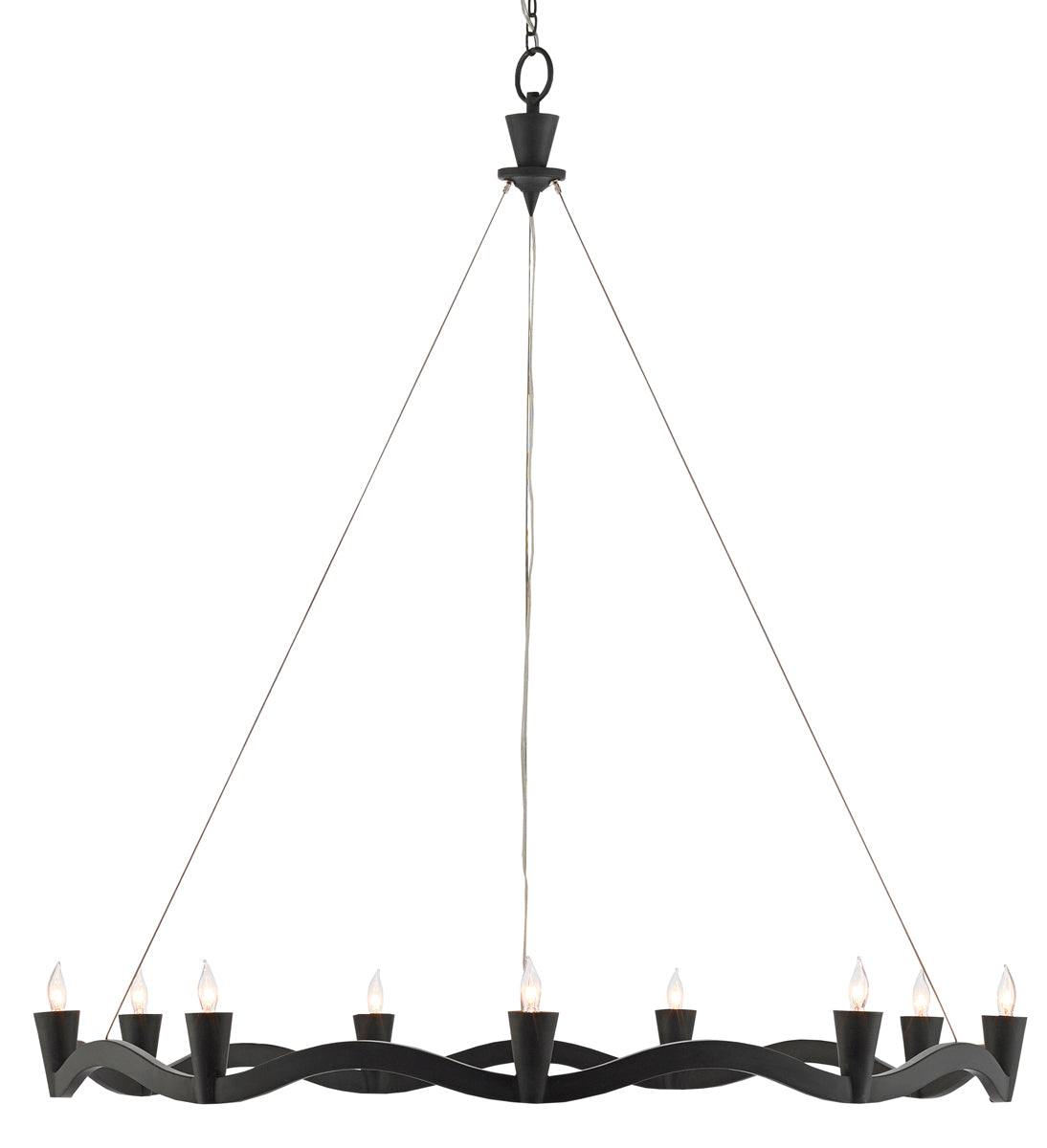 Serpentina 9-Light Chandelier in Antique Black - Lamps Expo