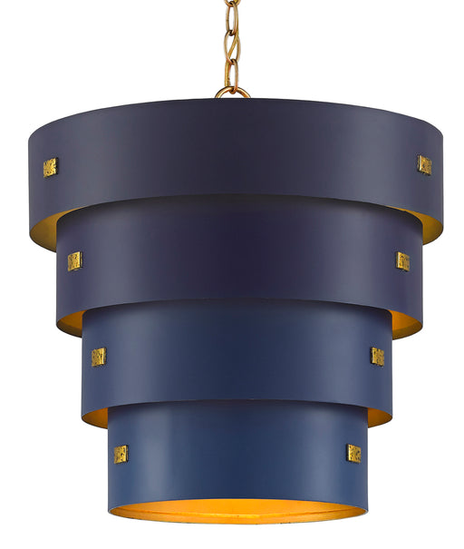 Graduation 1-Light Pendant in Blue & Contemporary Gold Leaf & New Gold Leaf - Lamps Expo