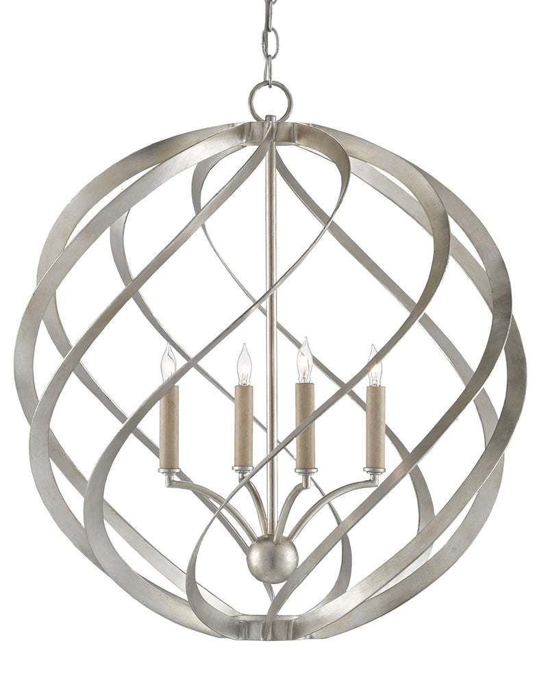 Roussel 4-Light Chandelier in Contemporary Silver Leaf - Lamps Expo