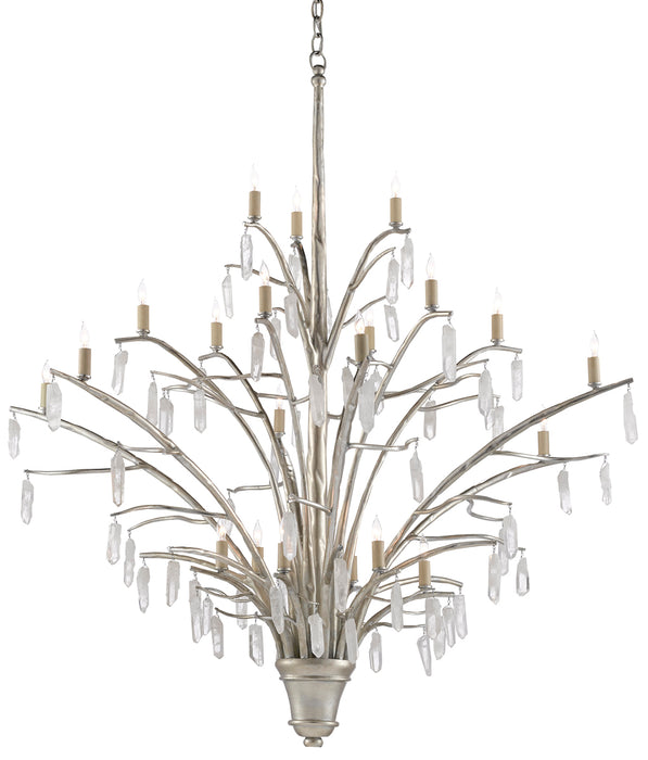 Raux 21-Light Chandelier in Contemporary Silver Leaf & Natural - Lamps Expo