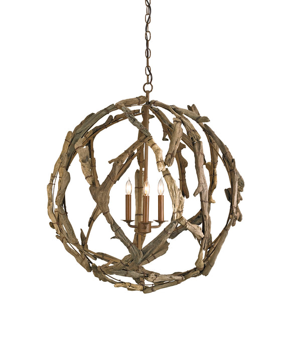 Driftwood 3-Light Chandelier in Natural & Washed Driftwood - Lamps Expo