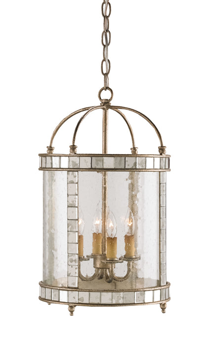 Corsica 4-Light Pendant in Harlow Silver Leaf & Antique Mirror - Lamps Expo
