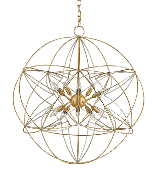 Zenda 10-Light Chandelier in Contemporary Gold Leaf & Contemporary Silver Leaf - Lamps Expo