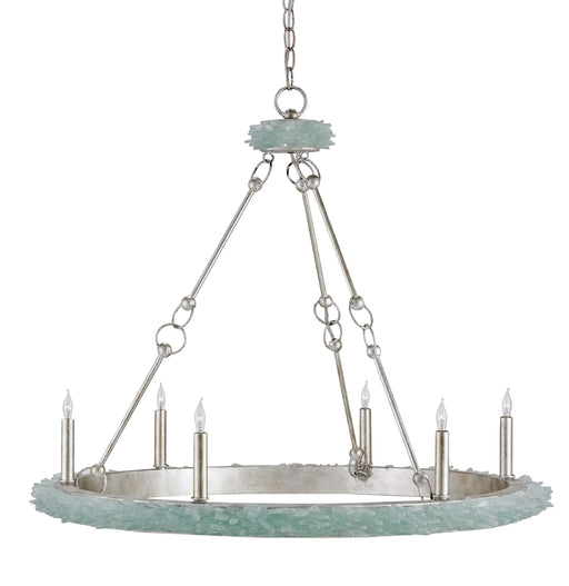 Tidewater 6-Light Chandelier in Silver Granello & Seaglass - Lamps Expo