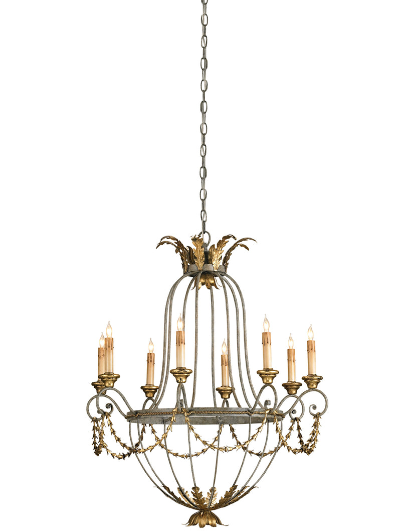 Elegance 8-Light Chandelier in Etruscan & Gold Leaf - Lamps Expo