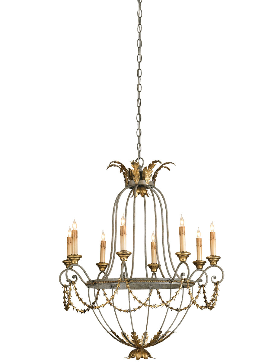 Elegance 8-Light Chandelier in Etruscan & Gold Leaf - Lamps Expo