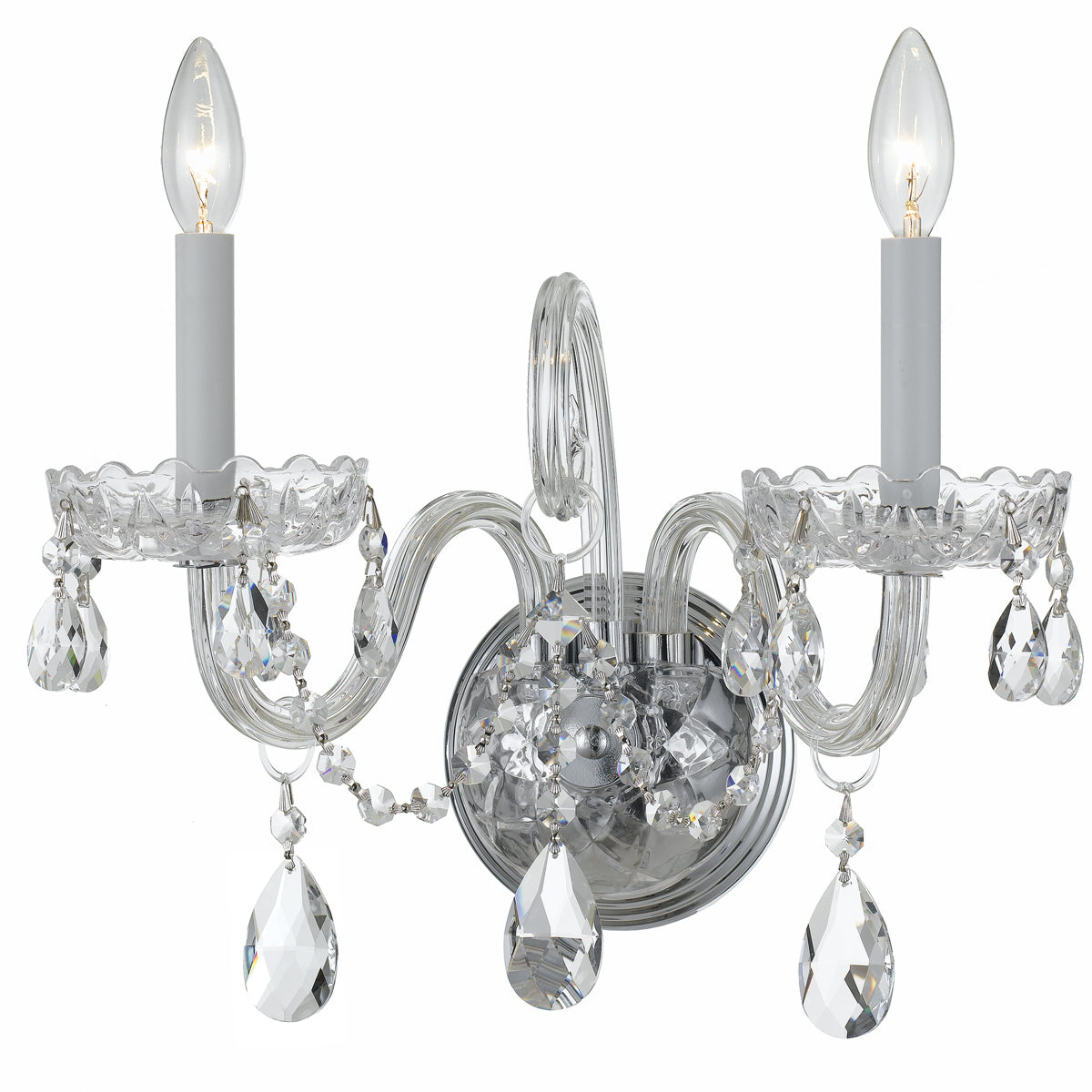 Traditional Crystal 2-Light Wall Mount - Lamps Expo