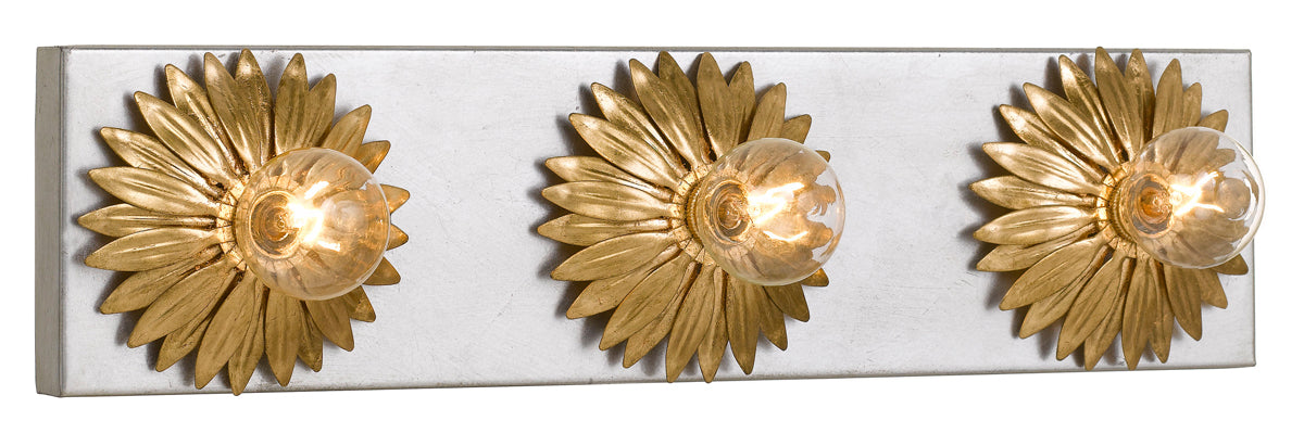 Broche 3-Light Bathroom Vanity in Antique Gold & Antique Silver - Lamps Expo