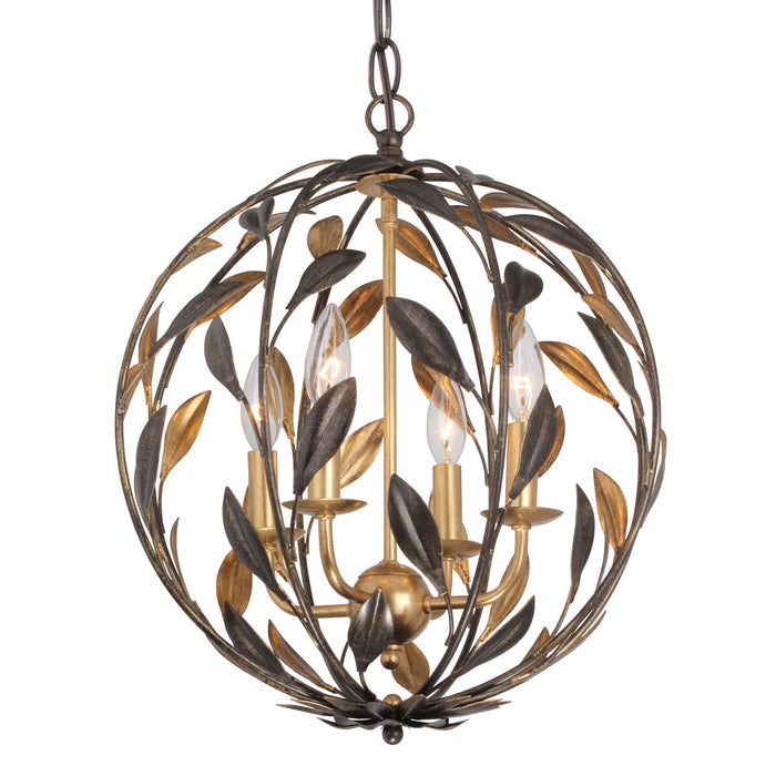 Broche 4-Light Mini Chandelier in English Bronze & Antique Gold - Lamps Expo