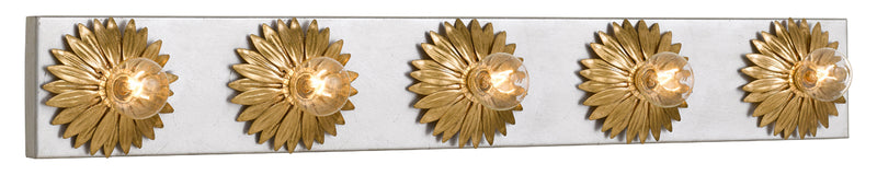 Broche 5-Light Bathroom Vanity in Antique Gold & Antique Silver - Lamps Expo