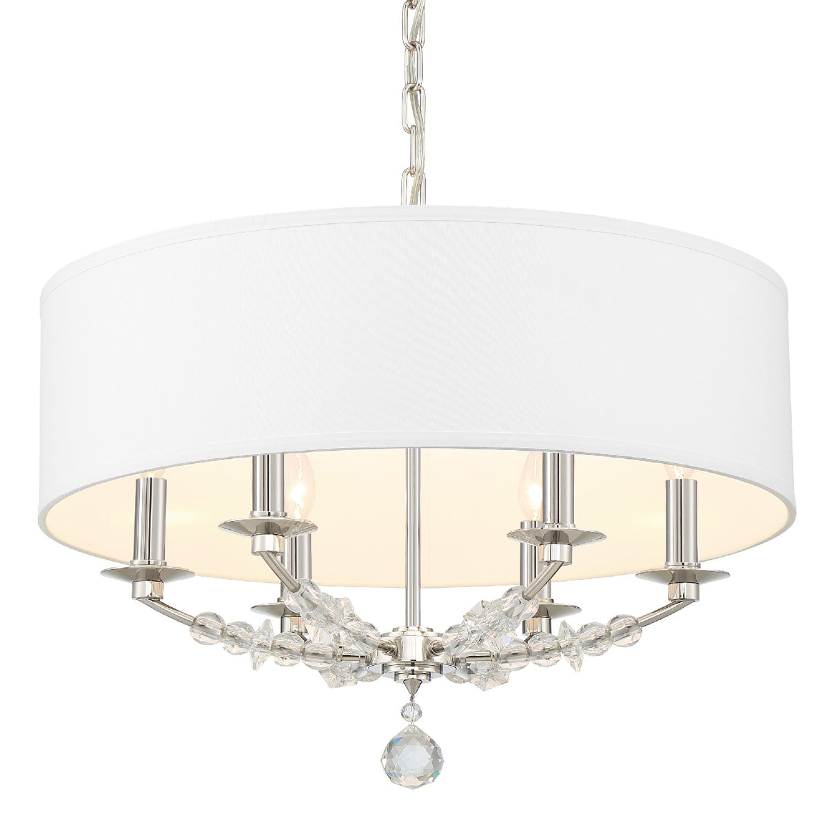 Mirage 6-Light Chandelier in Polished Nickel with Hand Cut Crystal Beads - Lamps Expo