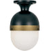Capsule 1-Light Outdoor Ceiling Mount in Matte Black & Textured Gold - Lamps Expo