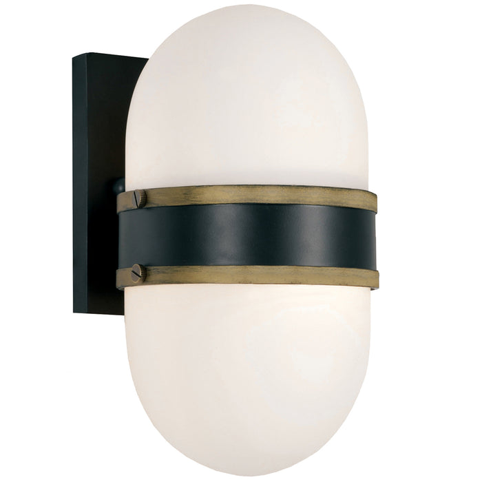 Capsule 1-Light Outdoor Wall Mount in Matte Black & Textured Gold - Lamps Expo