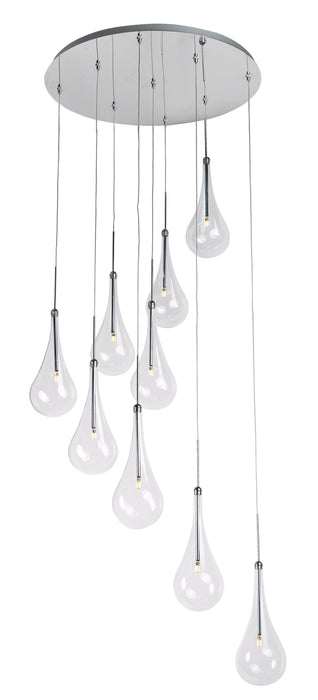 Larmes 9-Light LED Pendant in Polished Chrome