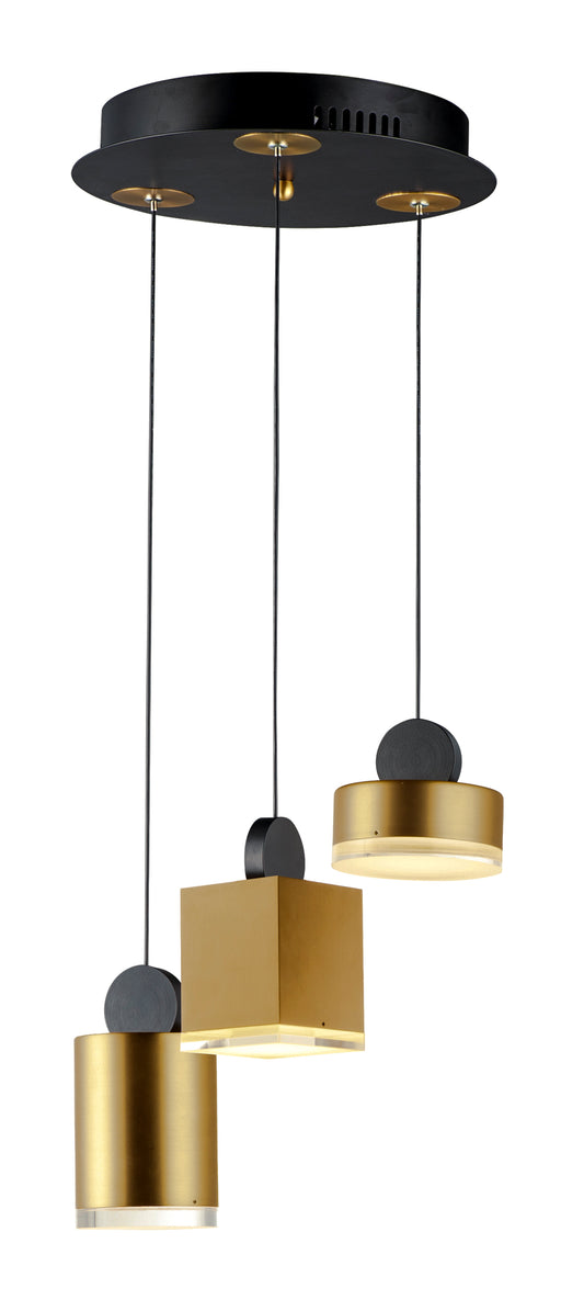Nob 3-Light LED Pendant in Black / Gold