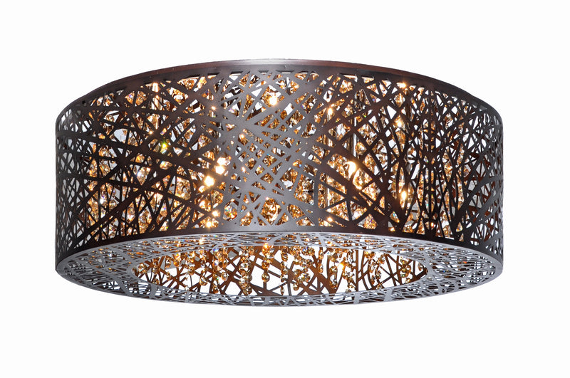 Inca 9-Light Flush Mount W/LED Bulb in Bronze