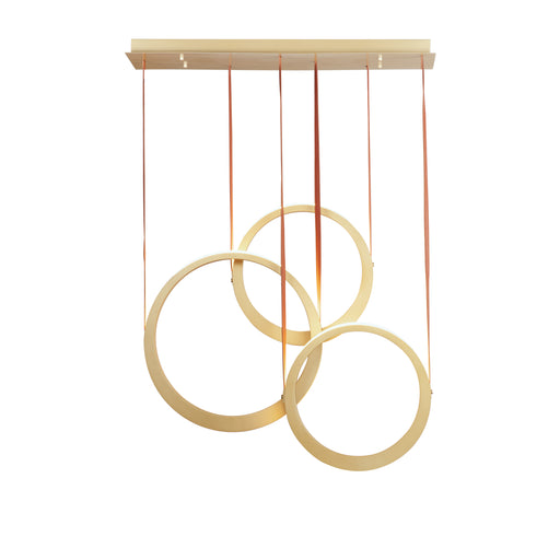 Tether 3-Light LED Pendant in Natural Aged Brass