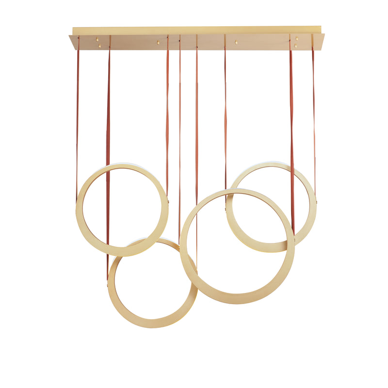 Tether 4-Light LED Pendant in Natural Aged Brass