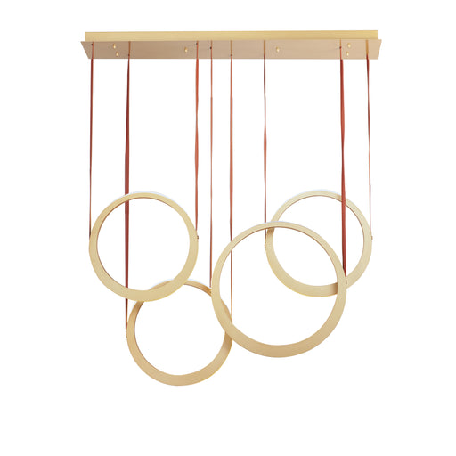 Tether 4-Light LED Pendant in Natural Aged Brass