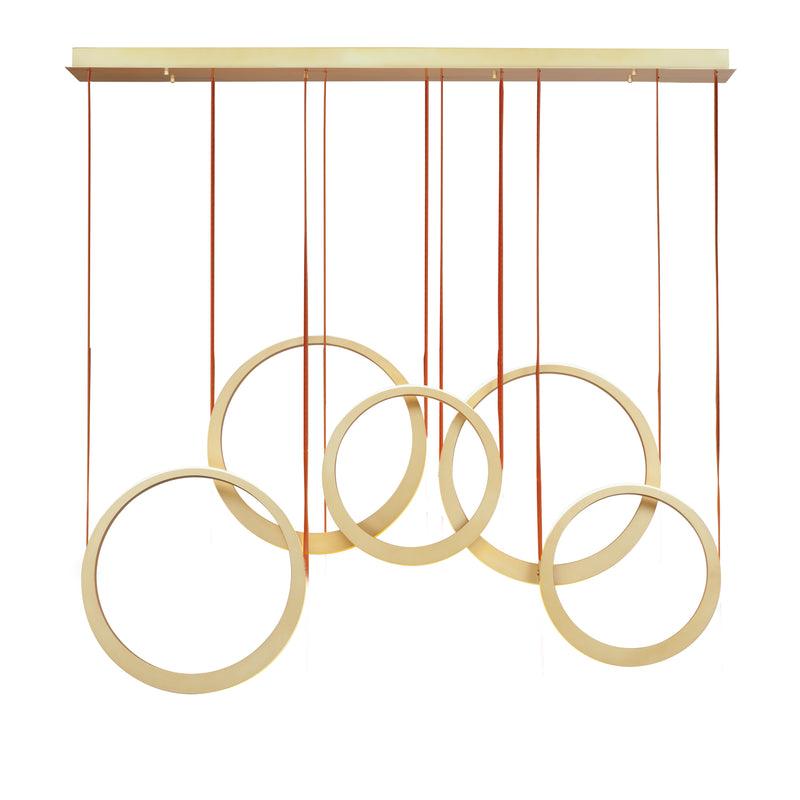Tether 5-Light LED Pendant in Natural Aged Brass