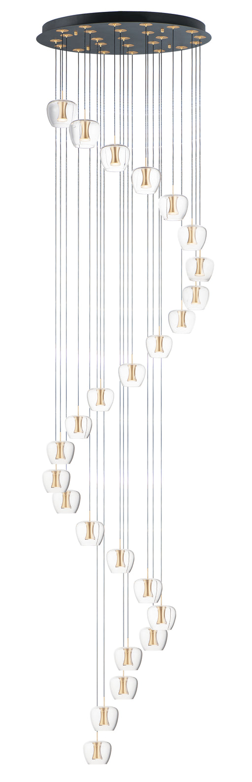 Newton 25-Light LED Pendant in Black / Gold