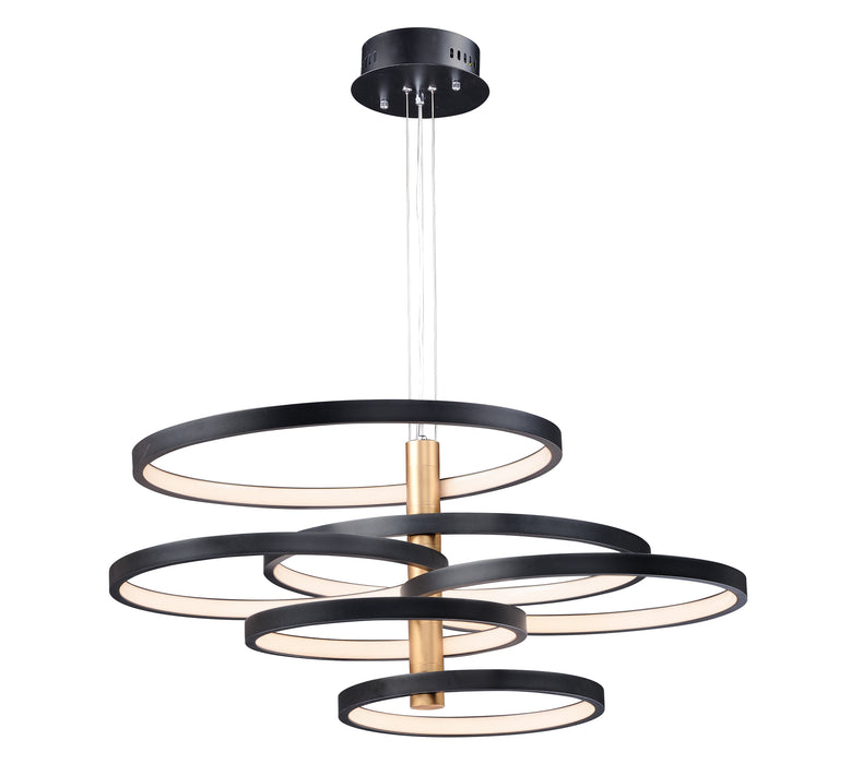 Hoopla 6-Light LED Pendant in Black / Gold