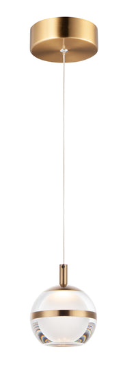 Swank 1-Light LED Pendant in Natural Aged Brass