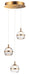 Swank 3-Light LED Pendant in Natural Aged Brass