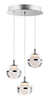 Swank 3-Light LED Pendant in Polished Chrome