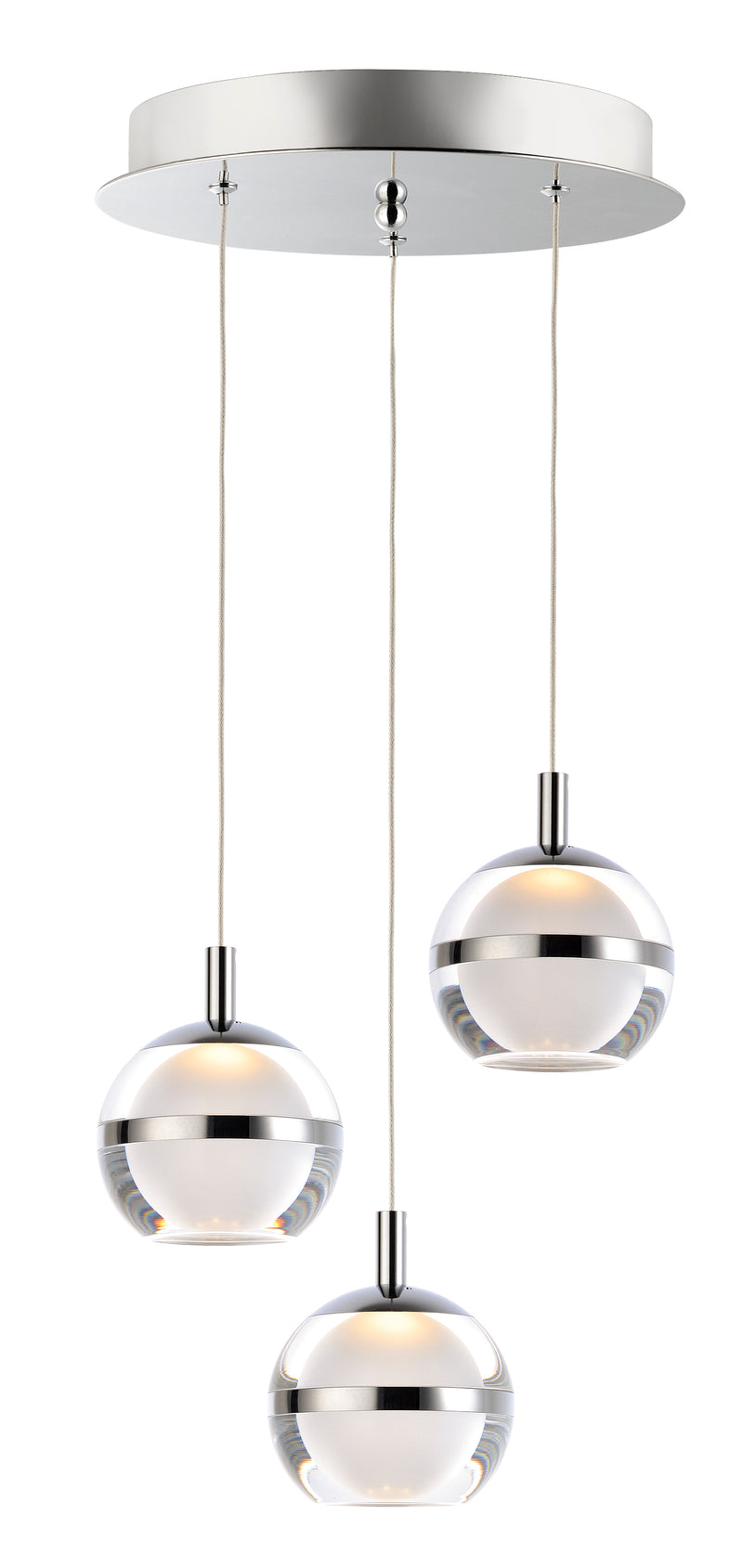 Swank 3-Light LED Pendant in Polished Chrome