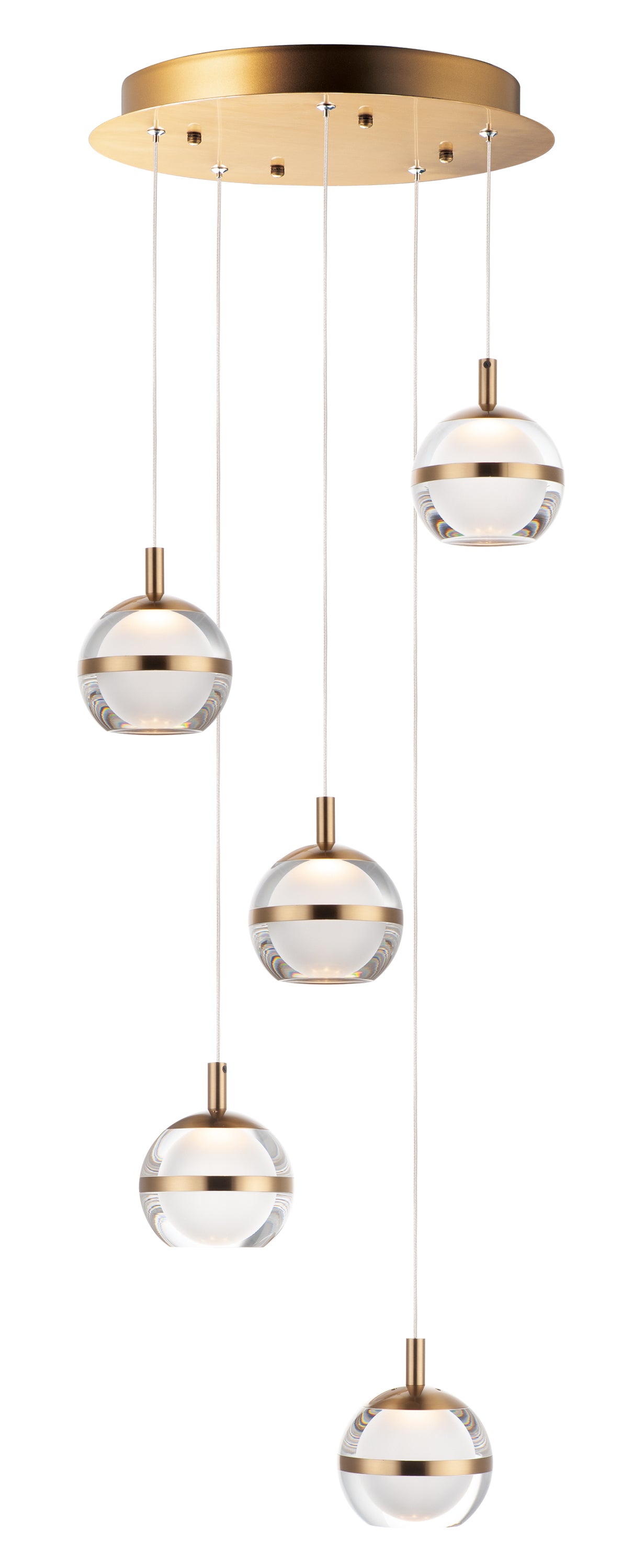 Swank 5-Light LED Pendant in Natural Aged Brass