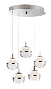 Swank 5-Light LED Pendant in Polished Chrome