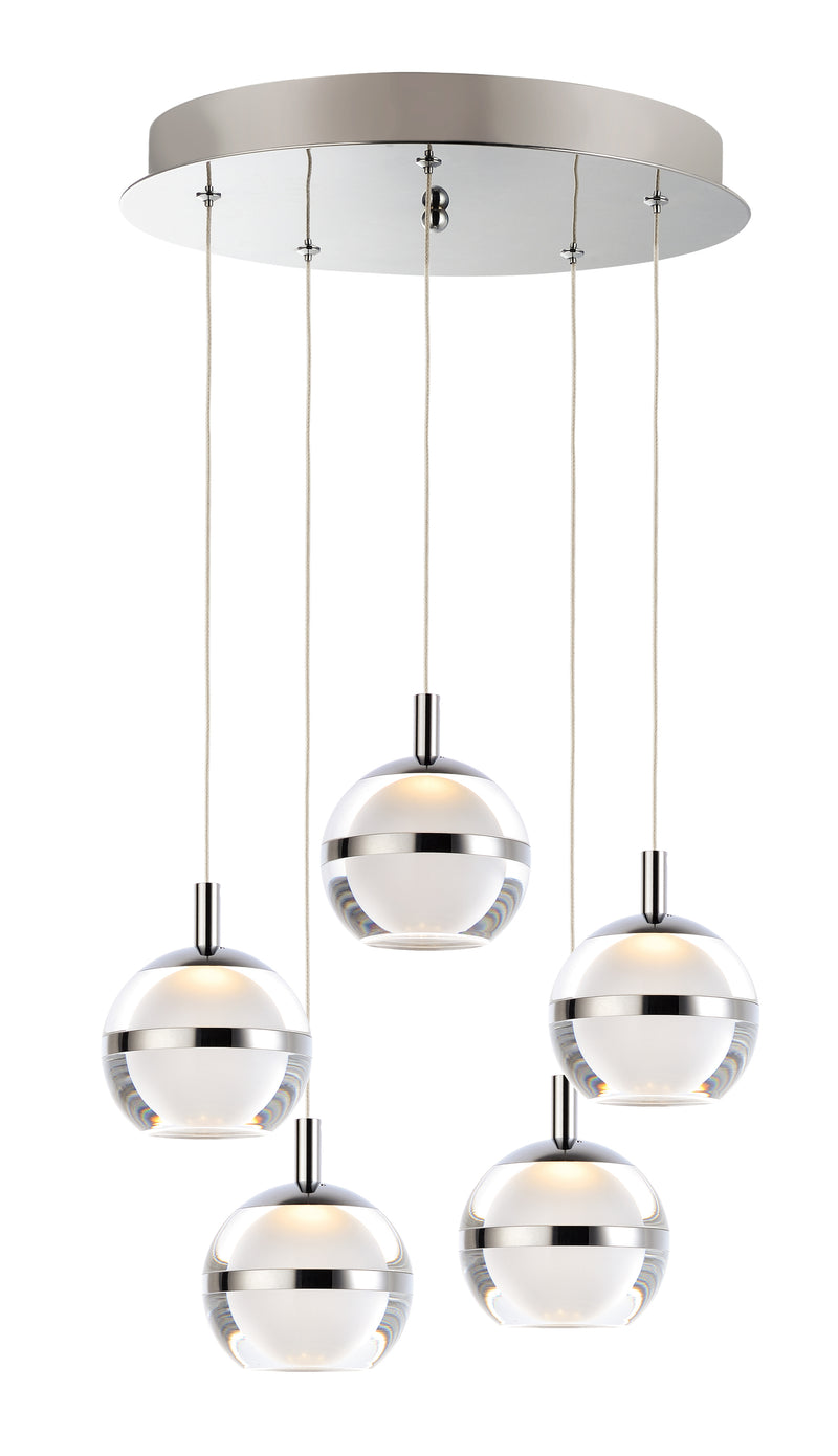 Swank 5-Light LED Pendant in Polished Chrome