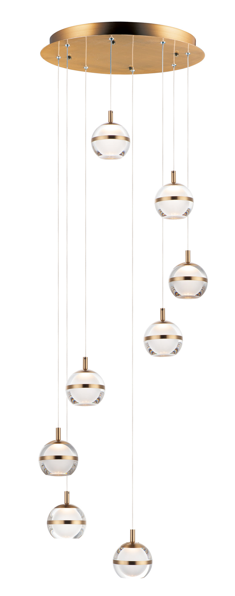 Swank 8-Light LED Pendant in Natural Aged Brass