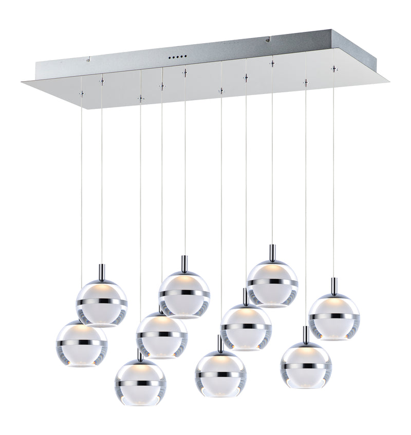 Swank LED 10-Light Linear Pendant in Polished Chrome