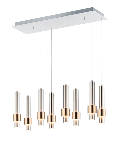 Reveal 8-Light LED Pendant in Satin Nickel / Satin Brass