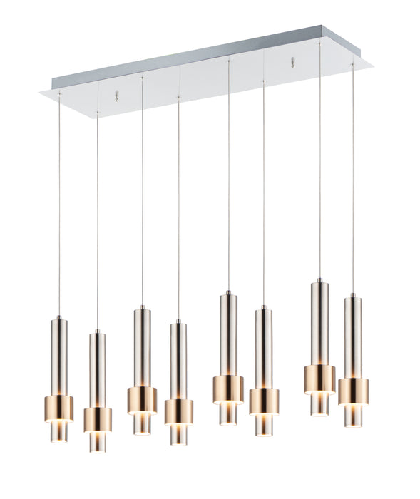 Reveal 8-Light LED Pendant in Satin Nickel / Satin Brass