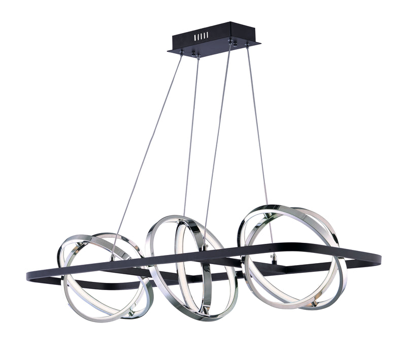 Gyro II 3-Light LED Linear Pendant in Black / Polished Chrome