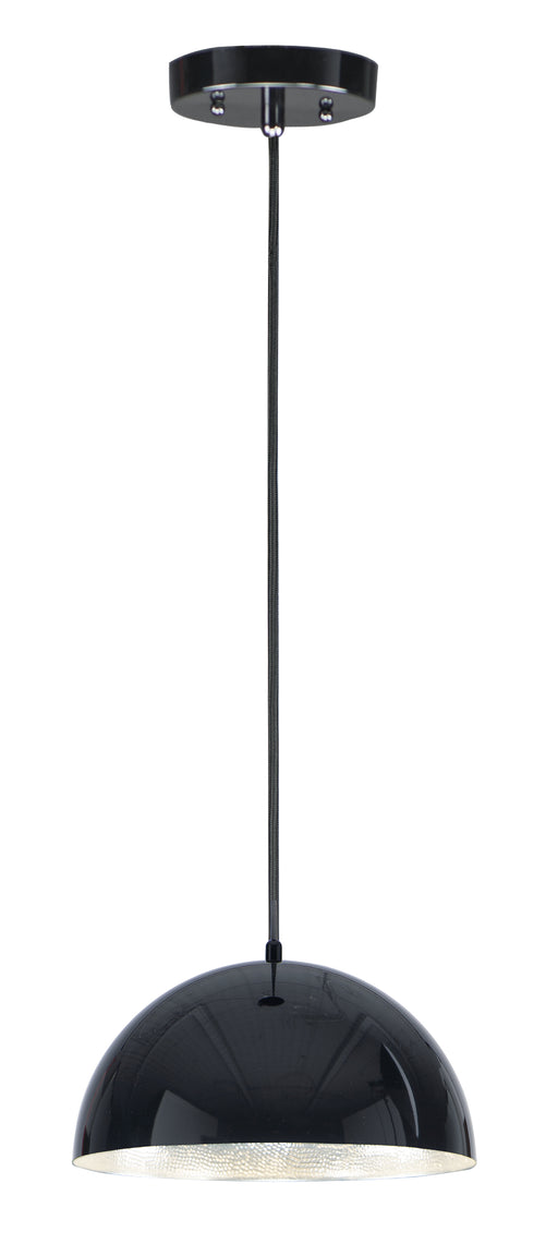 Hemisphere 1-Light 14" LED Pendant in Gloss Black / Aluminum