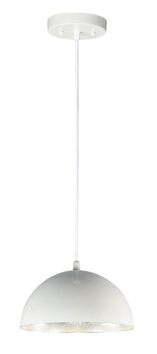 Hemisphere 1-Light 14" LED Pendant in Gloss White / Aluminum