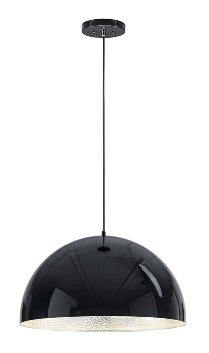 Hemisphere 1-Light 24" LED Pendant in Gloss Black / Aluminum
