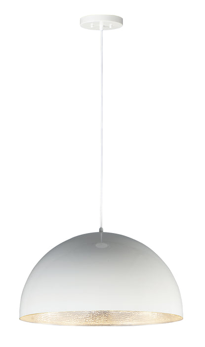 Hemisphere 1-Light 24" LED Pendant in Gloss White / Aluminum