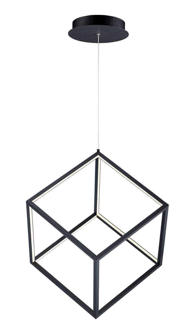4 Square 1-Light LED Pendant in Black