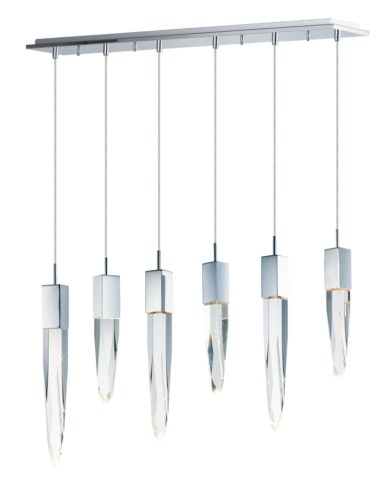 Quartz 6-Light LED Pendant in Polished Chrome