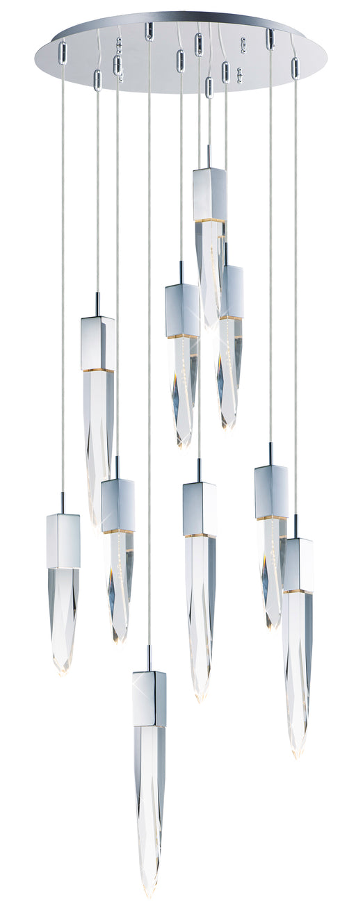 Quartz 10-Light LED Pendant in Polished Chrome