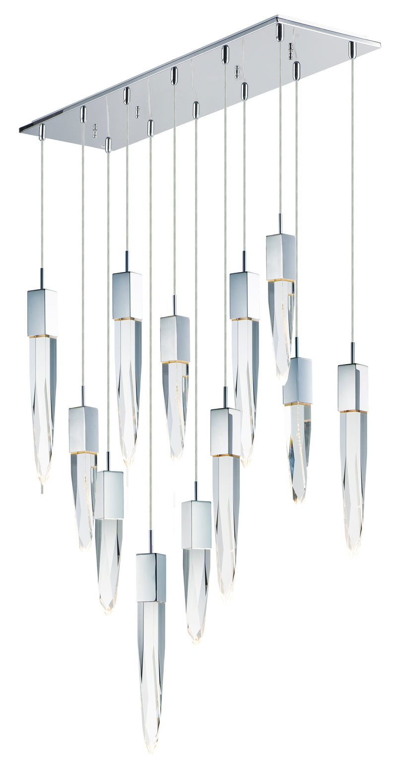 Quartz 12-Light LED Pendant in Polished Chrome